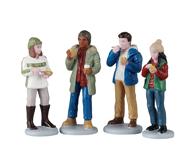 Lemax food truck patrons, set van 4
