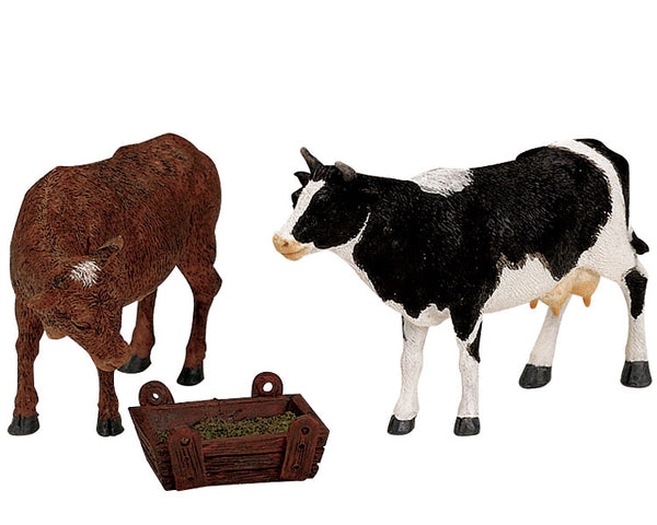 Lemax feeding cow & bull, set van 3