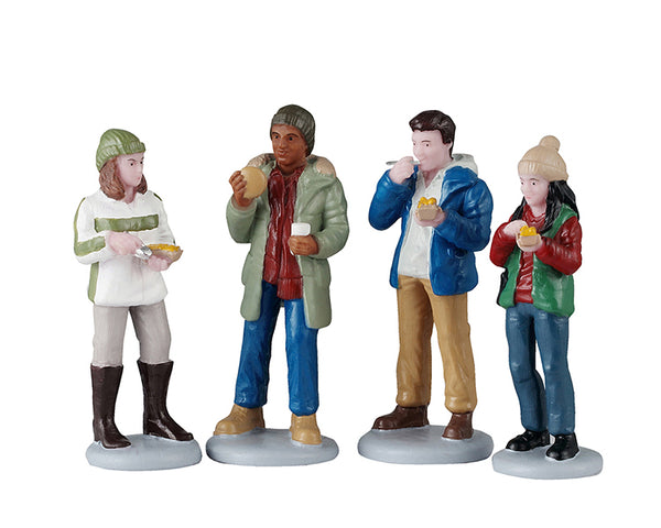 Lemax food truck patrons, set van 4