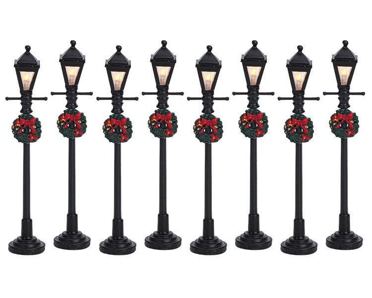 Lemax gas lantern street lamp, set van 8