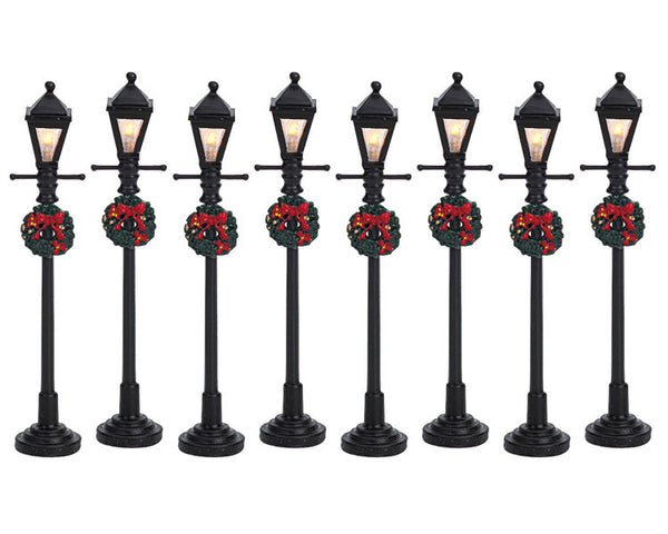 Lemax gas lantern street lamp, set van 8