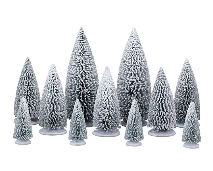 Lemax white pine trees, set van 11
